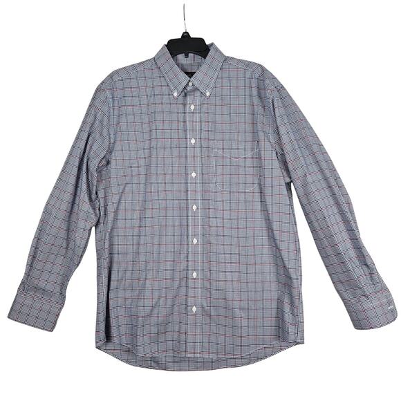 Jos. A. Bank Traveler Shirt Men's Large Blue Red Check Plaid Tailored Fit Preppy - Picture 1 of 9